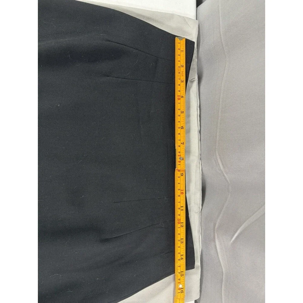Talbots Size 12 Black 100% Wool Lined Long Skirt Back Zip And Double Button USA